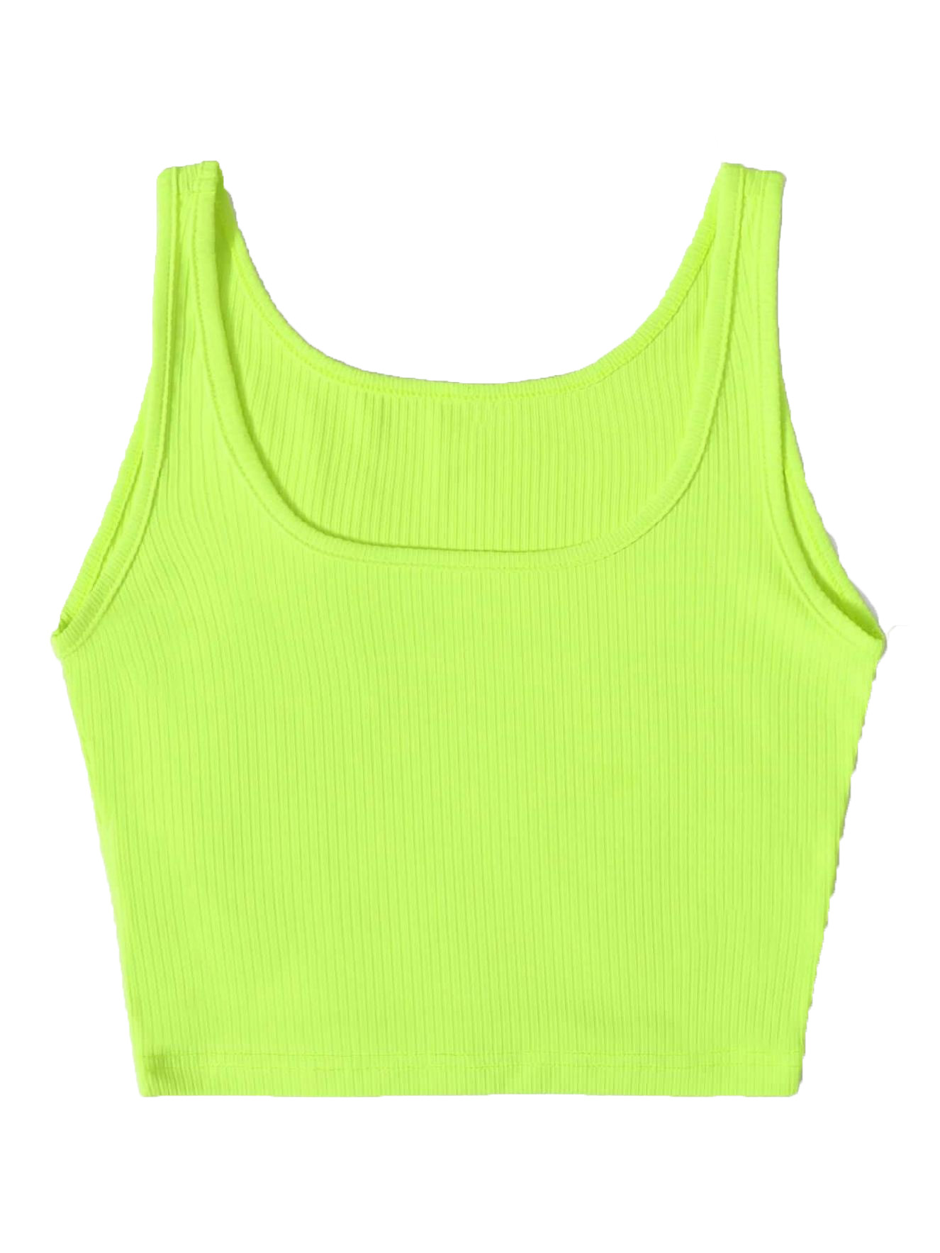 Women's Blouses & Tee Crop High Stretch Plain Casual Plain Tank Scoop