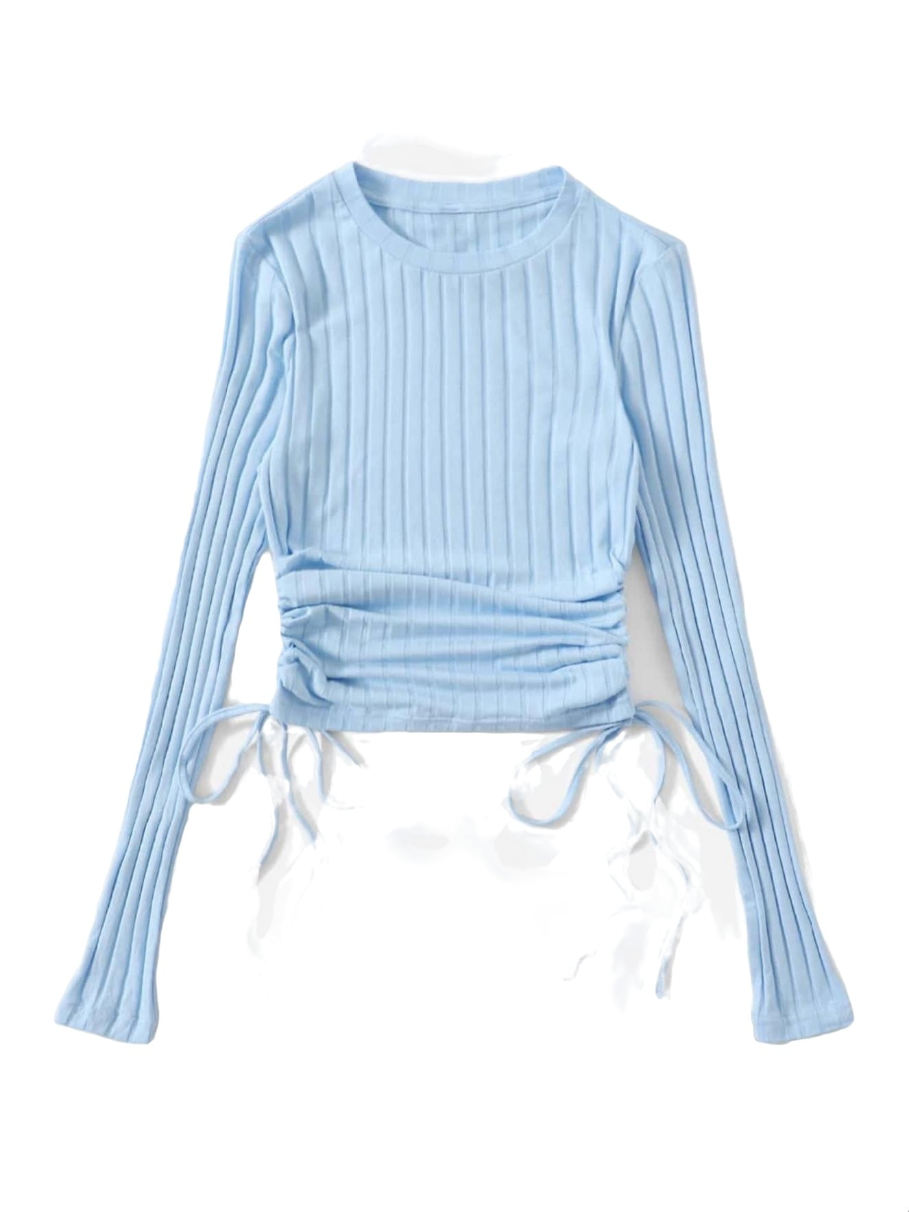 Women's Blouses & Tee Regular Slight Stretch Plain Casual Plain Round