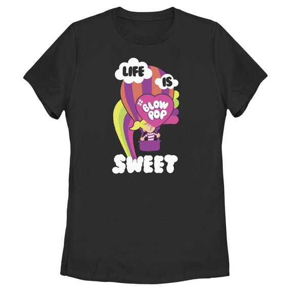 Women's Blow Pop Life is Sweet Balloon  Graphic Tee Black X Large