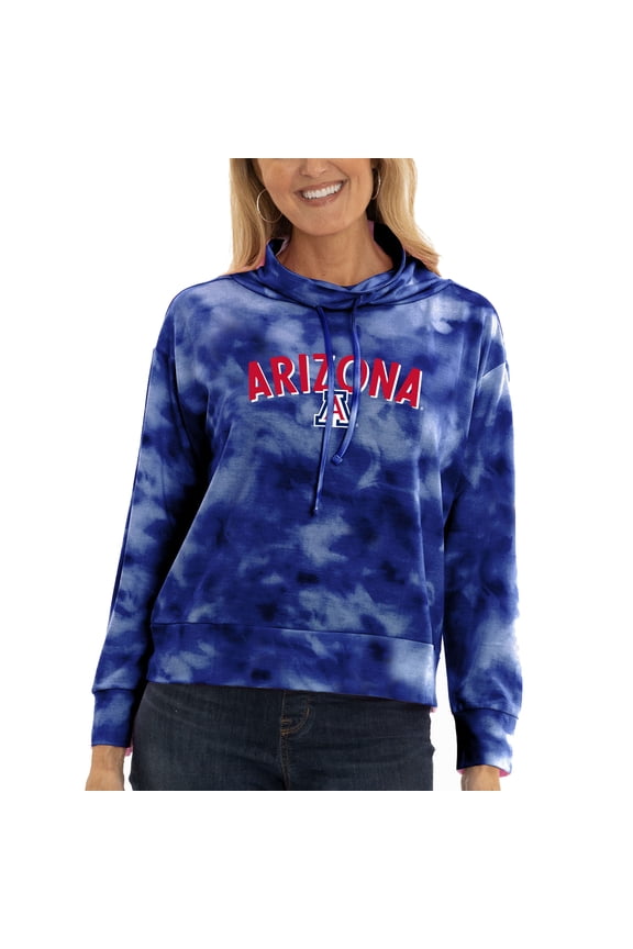 Women's Blue Arizona Wildcats Maddie Tie-Dye Tri-Blend Pullover Hoodie