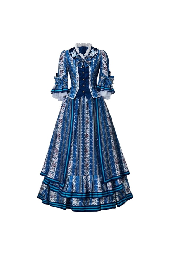 Women's Blue Ball Gown Vintage Evening Dress