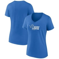 Women's Blue Detroit Lions Logo Team Lockup V-Neck T-Shirt