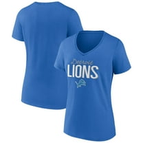 Women's Blue Detroit Lions Nostalgia V-Neck T-Shirt