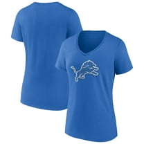 Women's Blue Detroit Lions Primary Team Logo V-Neck T-Shirt