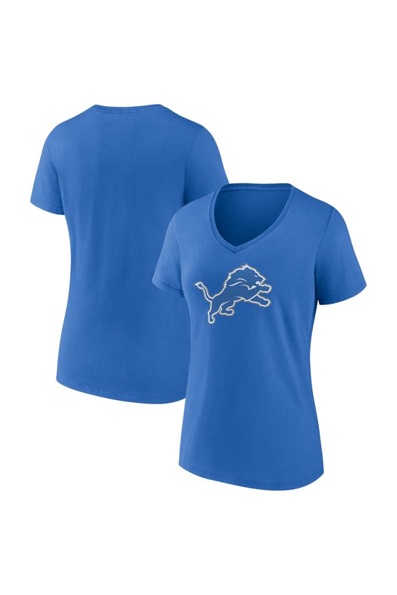 Women's Blue Detroit Lions Primary Team Logo V-Neck T-Shirt