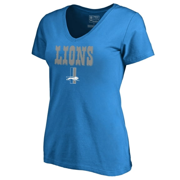 Women's Blue Detroit Lions Vintage Team Lockup V-Neck T-Shirt