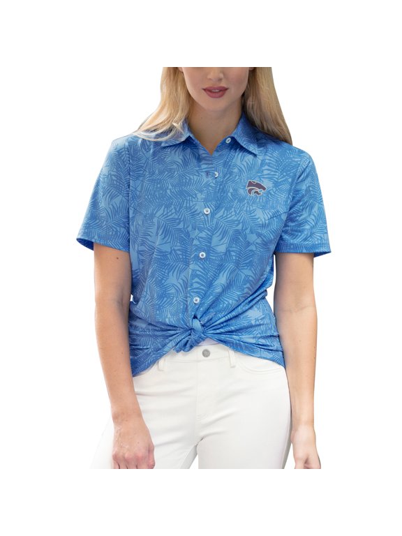 Women's Blue Kansas State Wildcats Vansport Pro Maui Button-Up Shirt