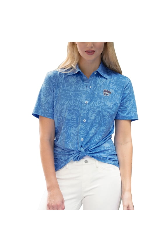 Women's Blue Kansas State Wildcats Vansport Pro Maui Button-Up Shirt