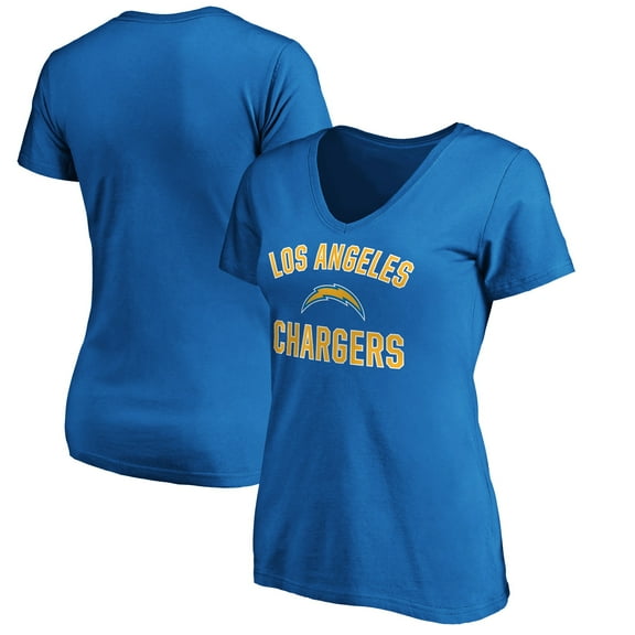 Women's Blue Los Angeles Chargers Victory Arch V-Neck T-Shirt