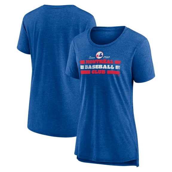 Women's Blue Montreal Expos Power Swing Tri-Blend T-Shirt