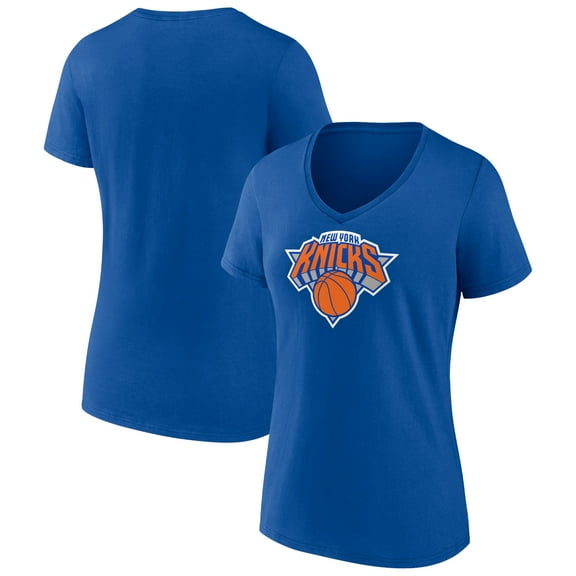 Women's  Blue New York Knicks Primary Logo V-Neck T-Shirt