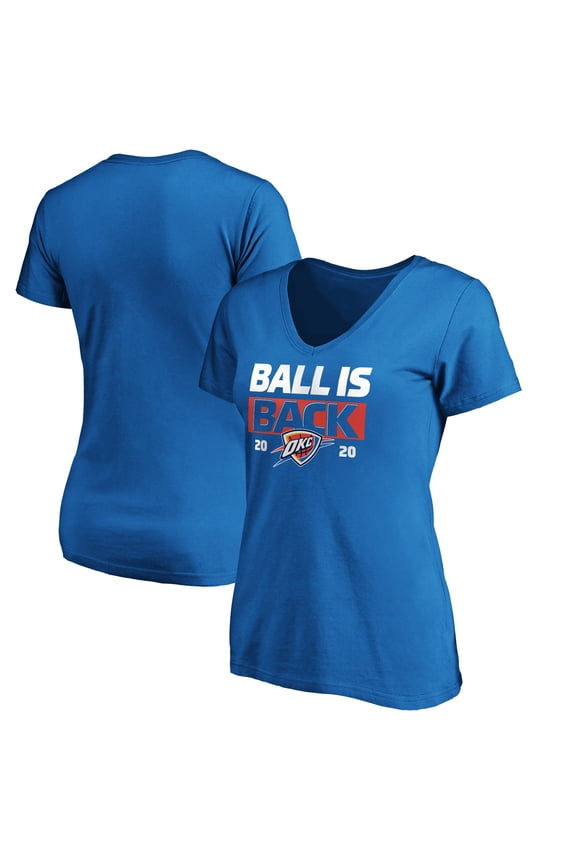 Women's Blue Oklahoma City Thunder Ball Is Back V-Neck T-Shirt