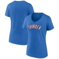 thumbnail image 1 of Women's Blue Oklahoma City Thunder Wordmark V-Neck T-Shirt, 1 of 3