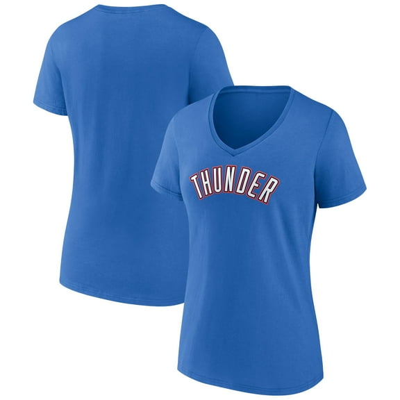 Women's Blue Oklahoma City Thunder Wordmark V-Neck T-Shirt