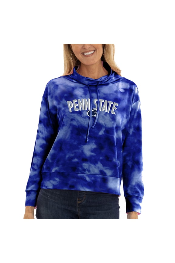 Women's Blue Penn State Nittany Lions Maddie Tie-Dye Tri-Blend Pullover Hoodie