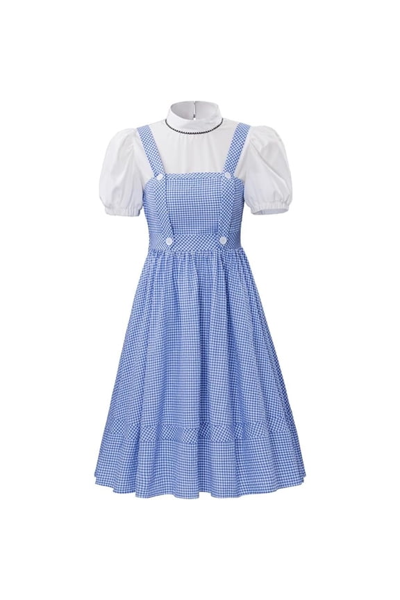 Women's Blue Plaid Dress Suit Fairytale Dress