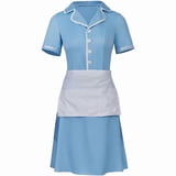 Women's Blue Retro Diner Uniform Dress Apron Style Vintage Fashion ...
