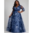 thumbnail image 1 of Women's Blue Ruffle Maxi Length Maxi Dress for Wedding Guest, Prom and Evening Party, 1 of 2