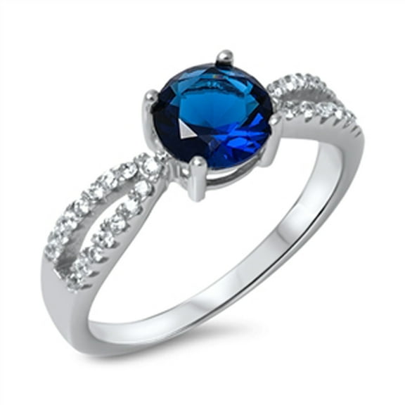 Women's Blue Simulated Sapphire Ring .925 Sterling Silver Band Cubic Zirconia Jewelry Female Size 10