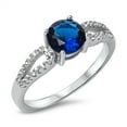 thumbnail image 1 of Women's Blue Simulated Sapphire Wedding Ring .925 Sterling Silver Band CZ Jewelry Female Size 5, 1 of 4