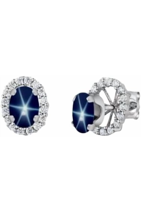 Women’s Blue Star Stud Earrings Brilliant Sapphire Stones, Set in 925 Sterling Silver Perfect for Anniversaries and Special Occasions Silver