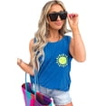 thumbnail image 1 of Women's Blue Sun Graphic Casual Tank Top - Stylish Sleeveless Summer Tee | [ZhiHiMeRi] | (US 12-14)L, 1 of 5