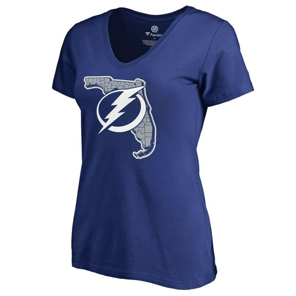 Women's Blue Tampa Bay Lightning State Fan Favorite Team Slogan V-Neck T-Shirt