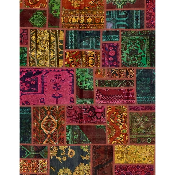 Ahgly Company Machine Washable Indoor Rectangle Abstract Red Brown Area Rugs, 7' x 10'