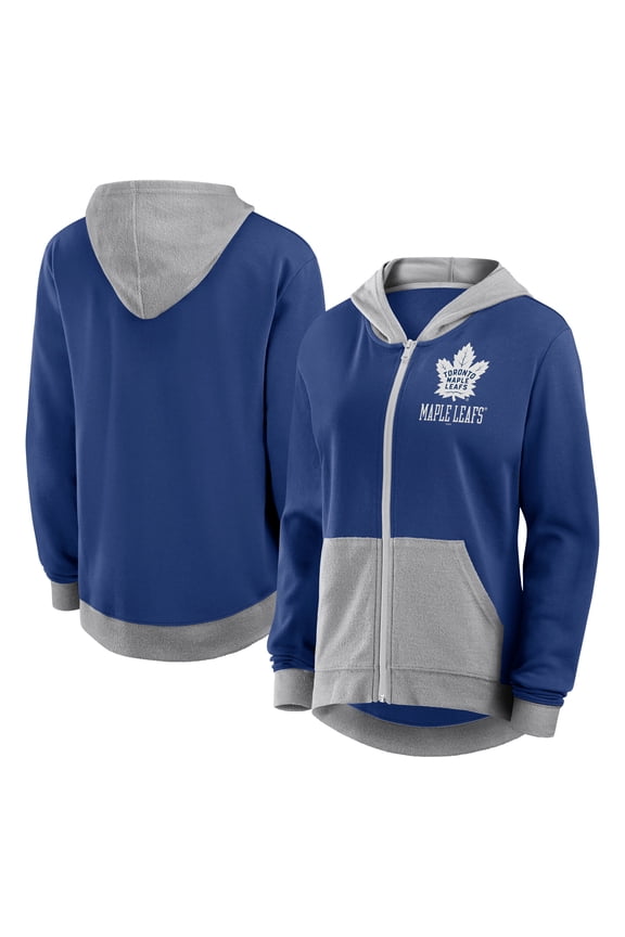 Women's Logo Athletic Blue Toronto Maple Leafs Hit It French Terry Full-Zip Hoodie