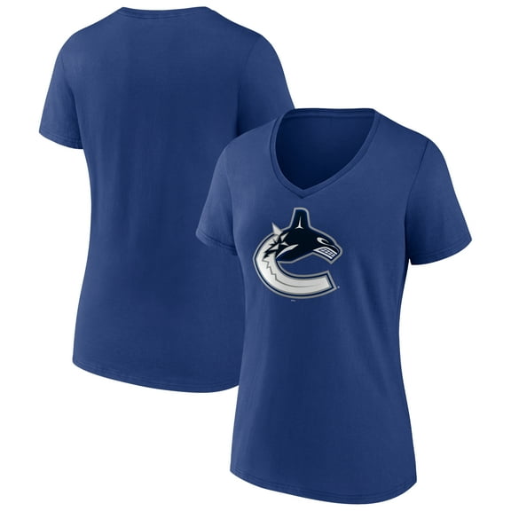 Women's Blue Vancouver Canucks Team Logo V-Neck T-Shirt