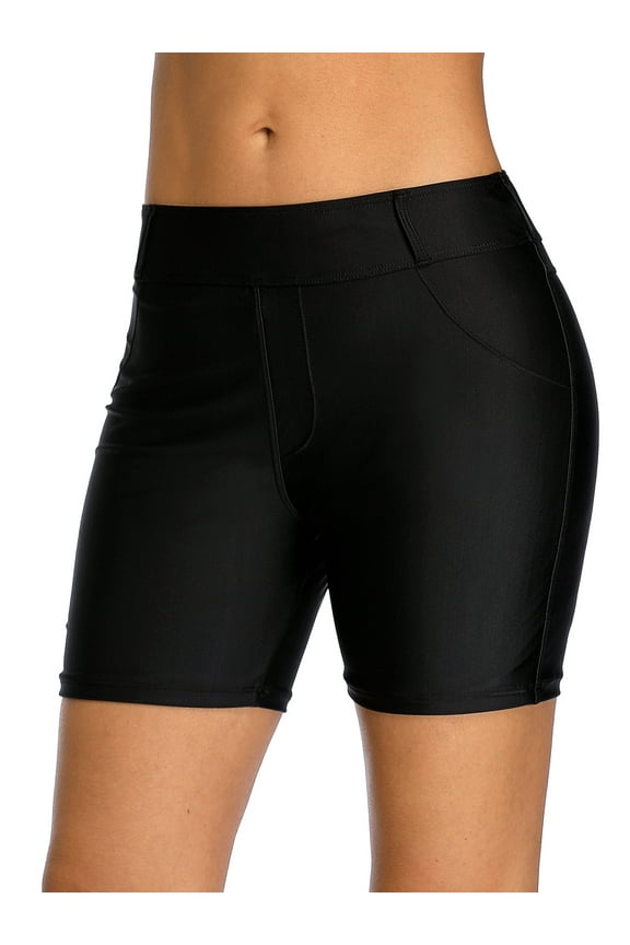 Women's Board Short High Waist Stretchy Swimsuit Bottom Swim Trunk