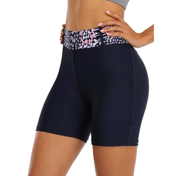 Women's Board Short High Waist Stretchy Swimsuit Bottom Swim Trunk