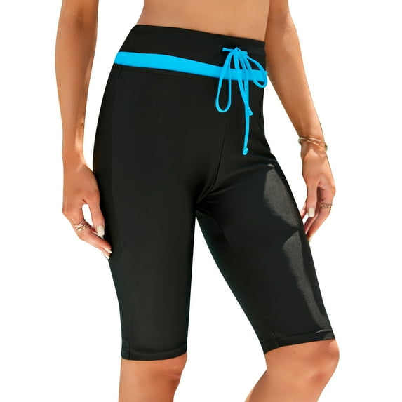Women's Board Shorts High Waist Swim Shorts Beach Surf Swimwear Shorts, Blue, 3XL