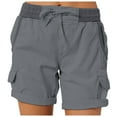 thumbnail image 1 of Women's Board Shorts Jean Shorts Shorts For Women Cargo Shorts Knee Length 6 Pockets Elastic Waist Long Shorts For Summer Casual,Lee Shorts for Women(Size:M), 1 of 6