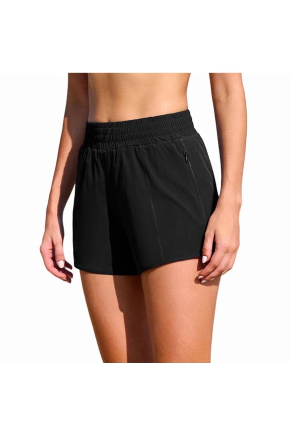 Women's Board Shorts with Soft Built in Soft Briefs High Waisted Elastic Swim Shorts with Pockets Classic Versatile Swimming Trunks