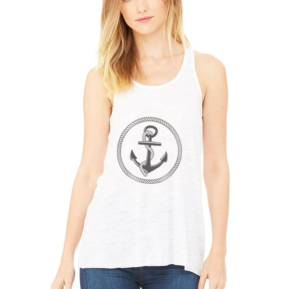 Women's Boat Anchor Printing Flowy Racerback Tank Top
