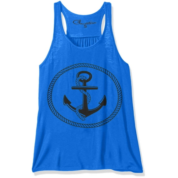 Women's Boat Anchor Printing Flowy Racerback Tank Top