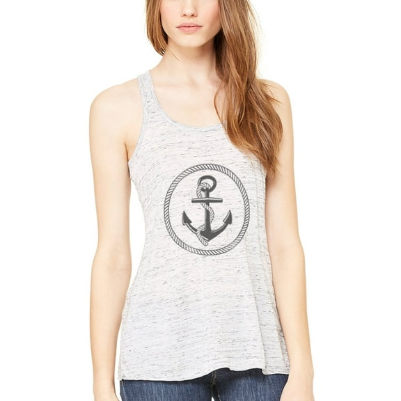 Women's Boat Anchor Printing Flowy Racerback Tank Top