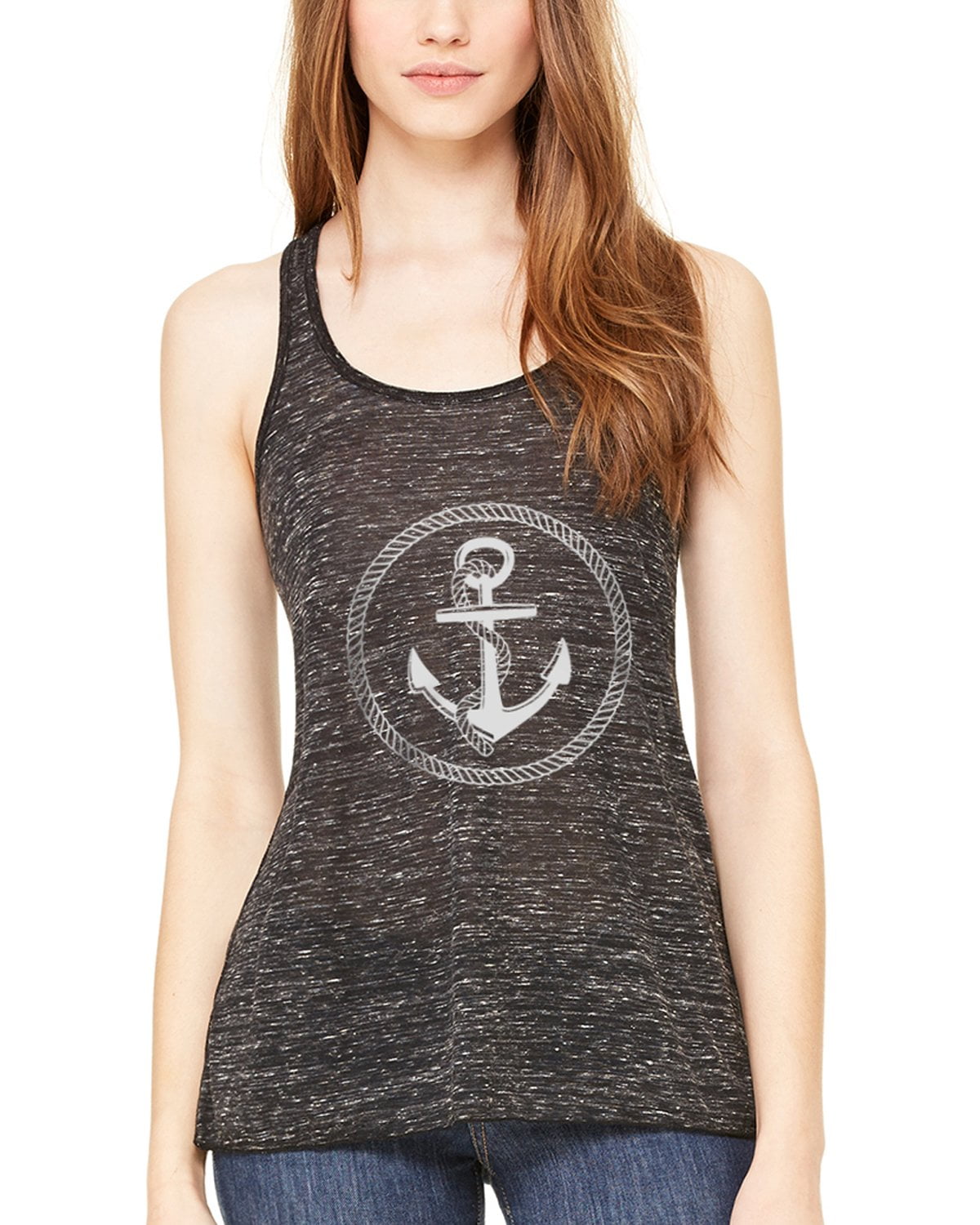 Women's Boat Anchor Printing Flowy Racerback Tank Top