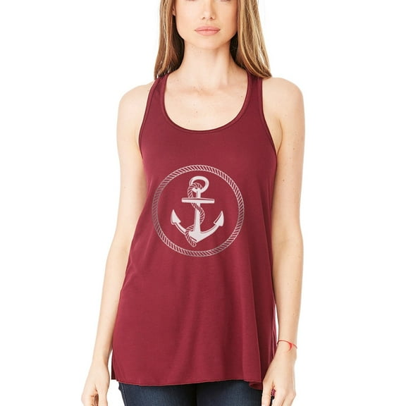 Women's Boat Anchor Printing Flowy Racerback Tank Top