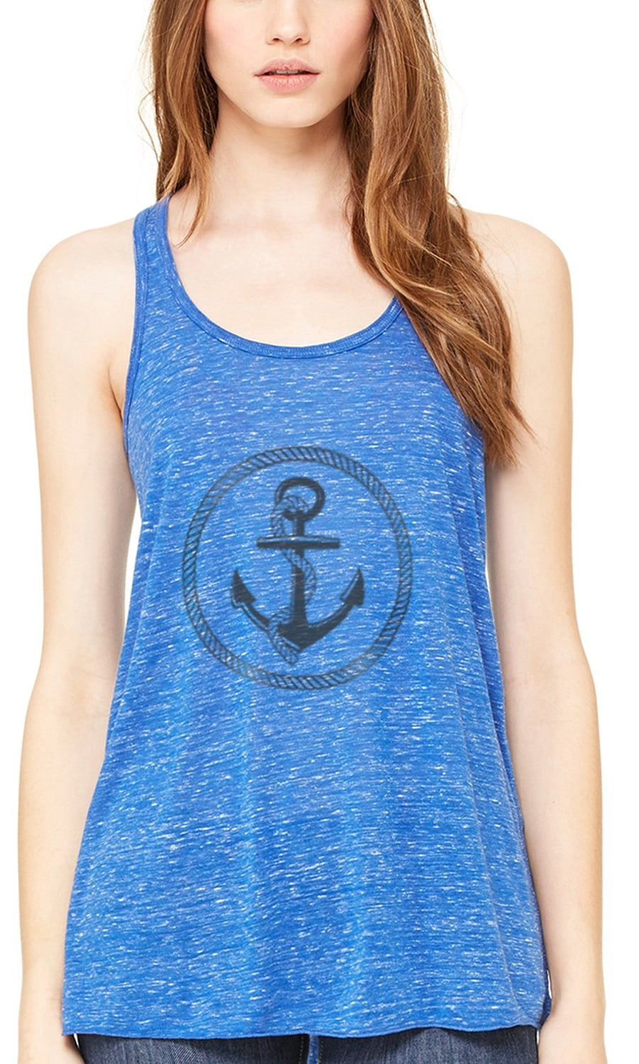 Women's Boat Anchor Printing Flowy Racerback Tank Top
