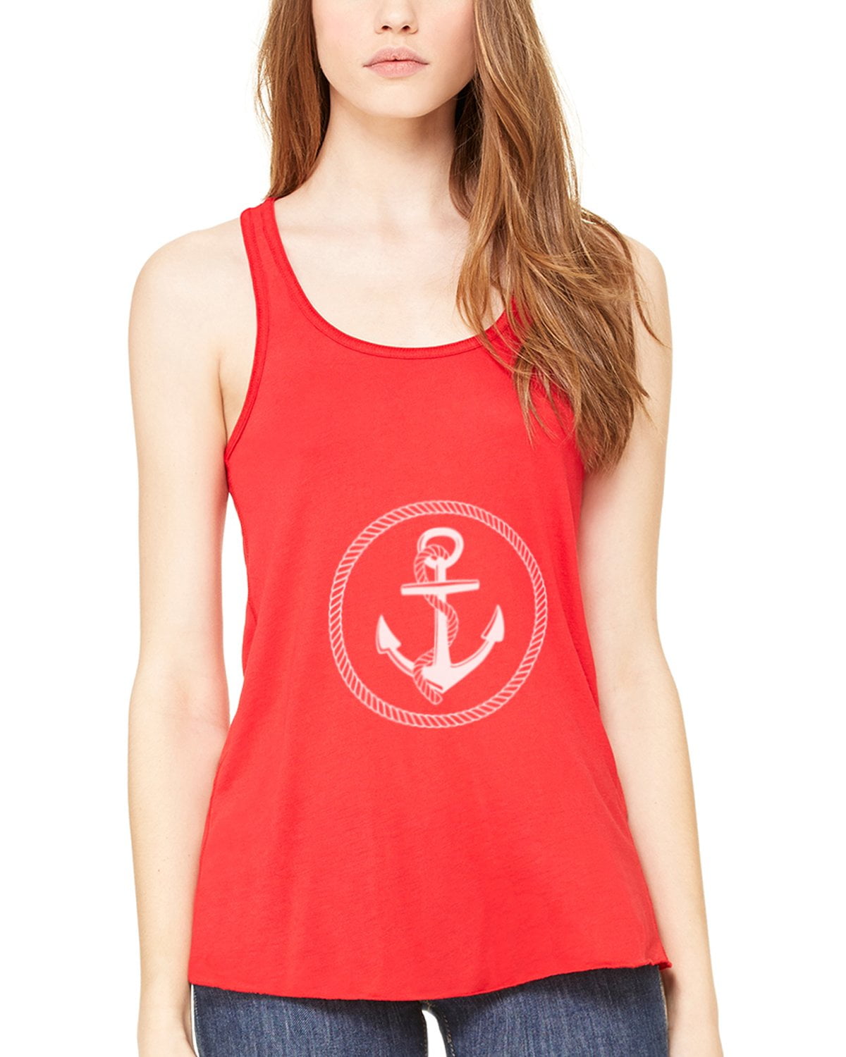 Women's Boat Anchor Printing Flowy Racerback Tank Top