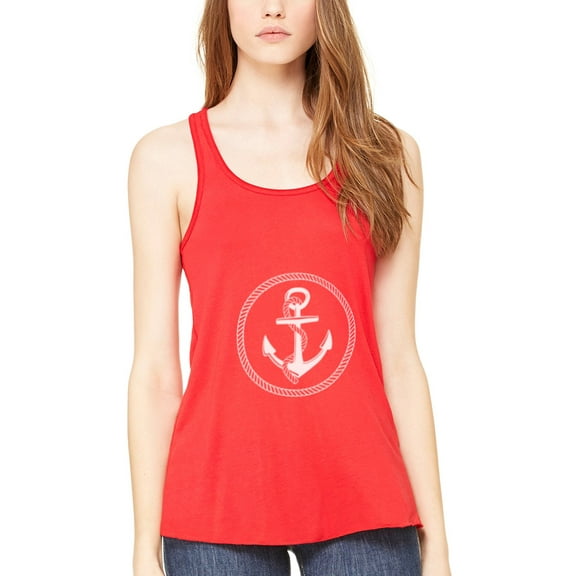 Women's Boat Anchor Printing Flowy Racerback Tank Top