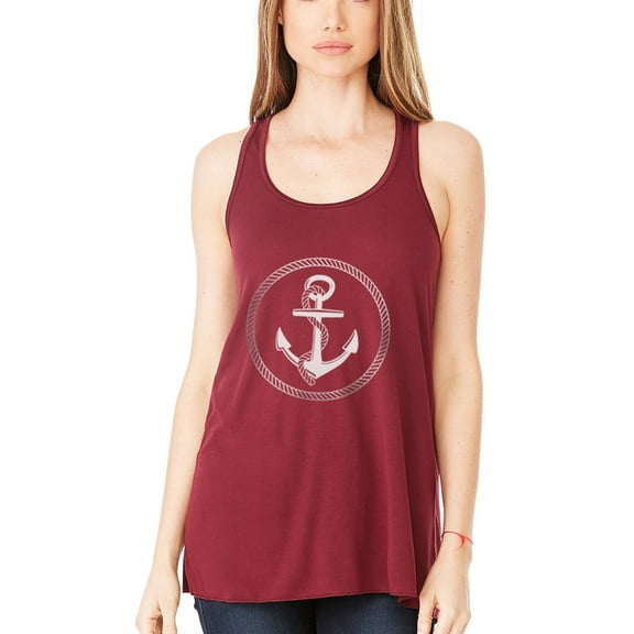 Women's Boat Anchor Printing Flowy Racerback Tank Top