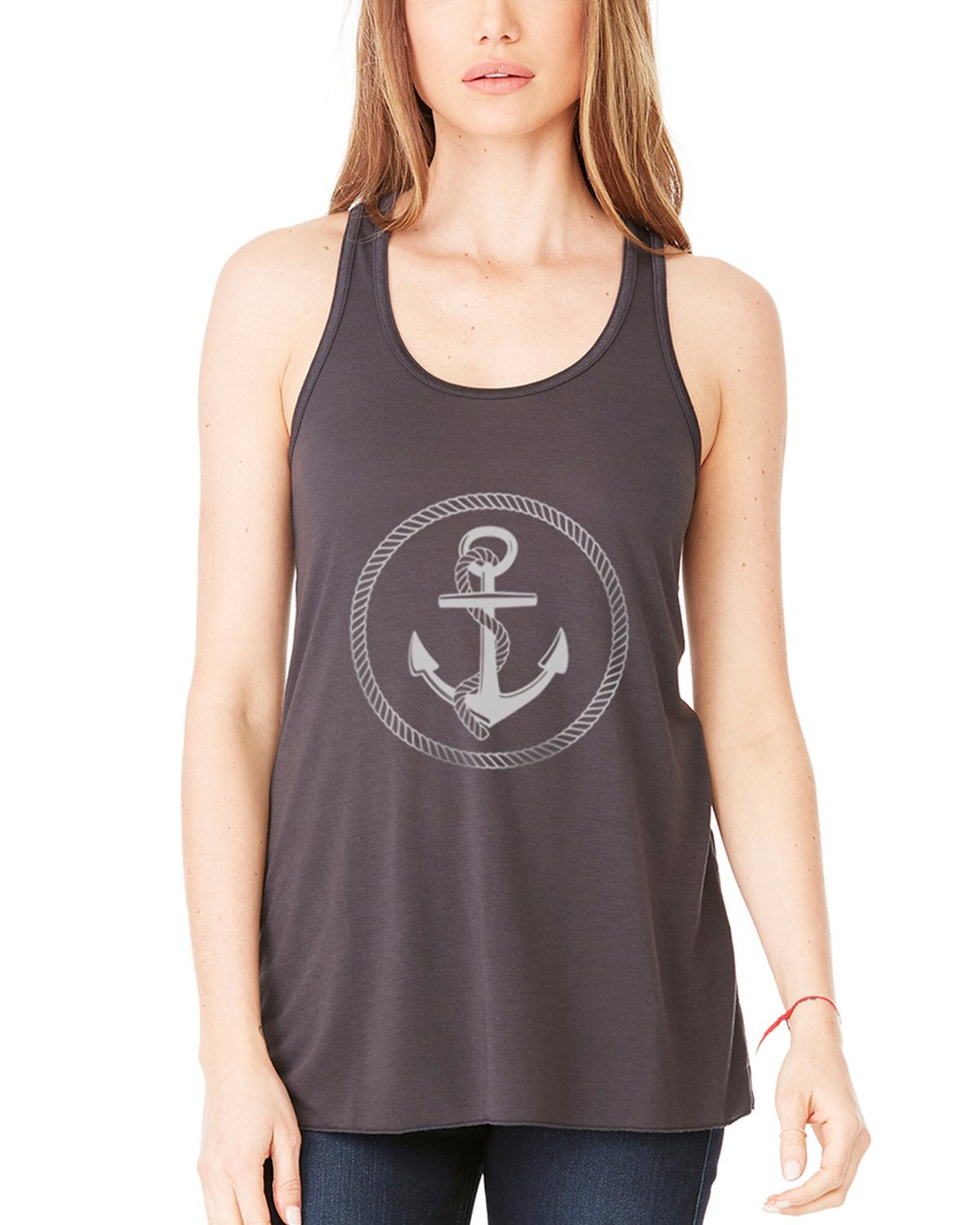 Women's Boat Anchor Printing Flowy Racerback Tank Top