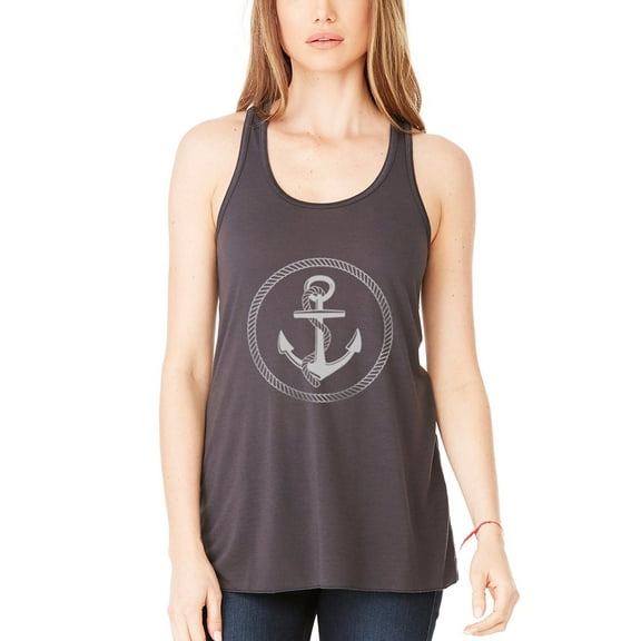 Women's Boat Anchor Printing Flowy Racerback Tank Top