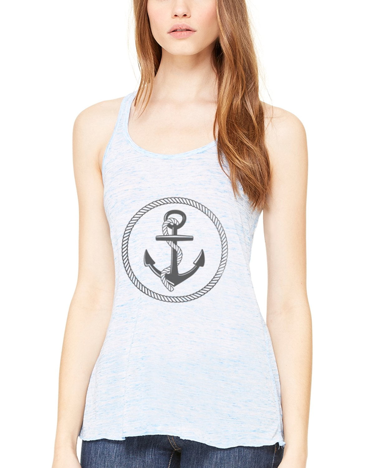 Women's Boat Anchor Printing Flowy Racerback Tank Top