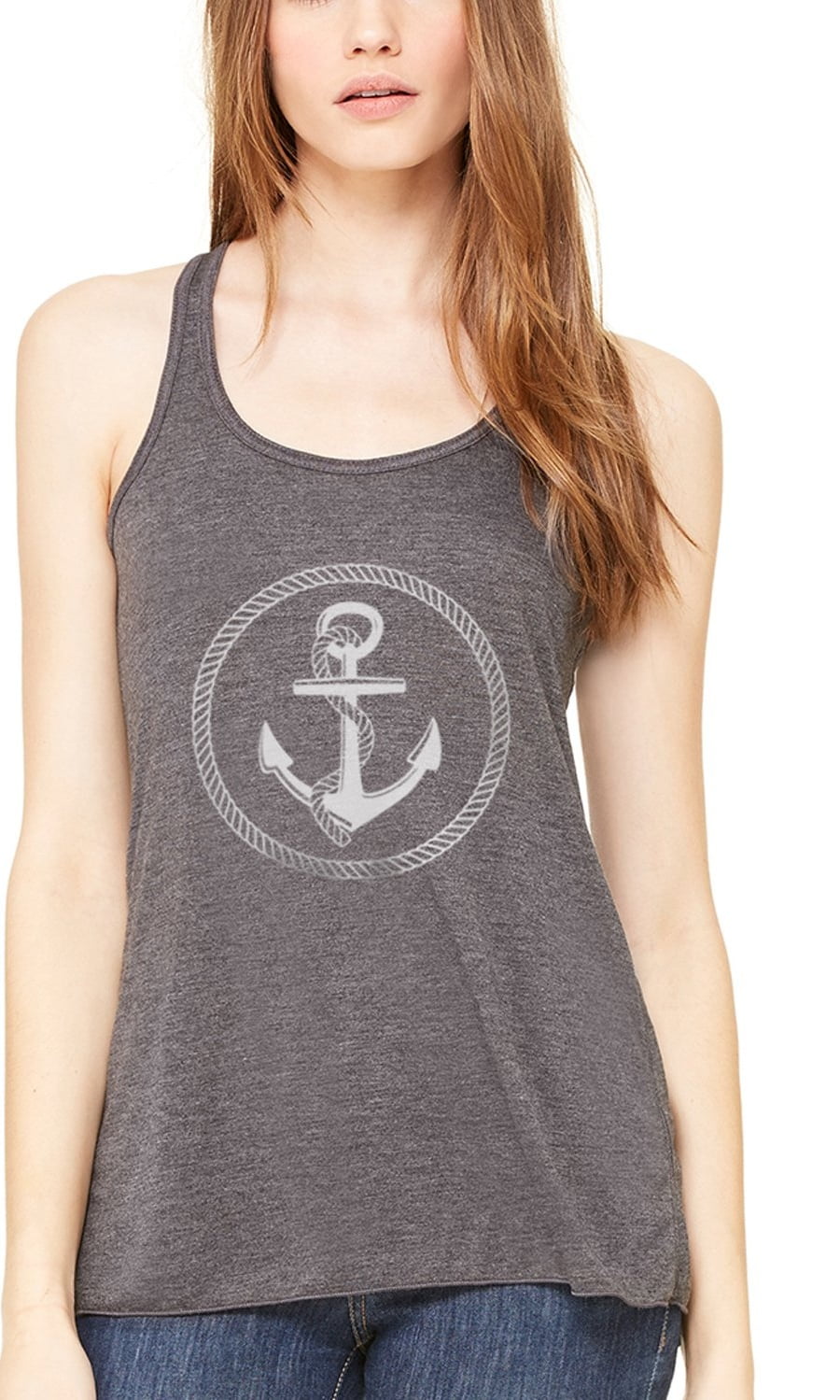 Women's Boat Anchor Printing Flowy Racerback Tank Top
