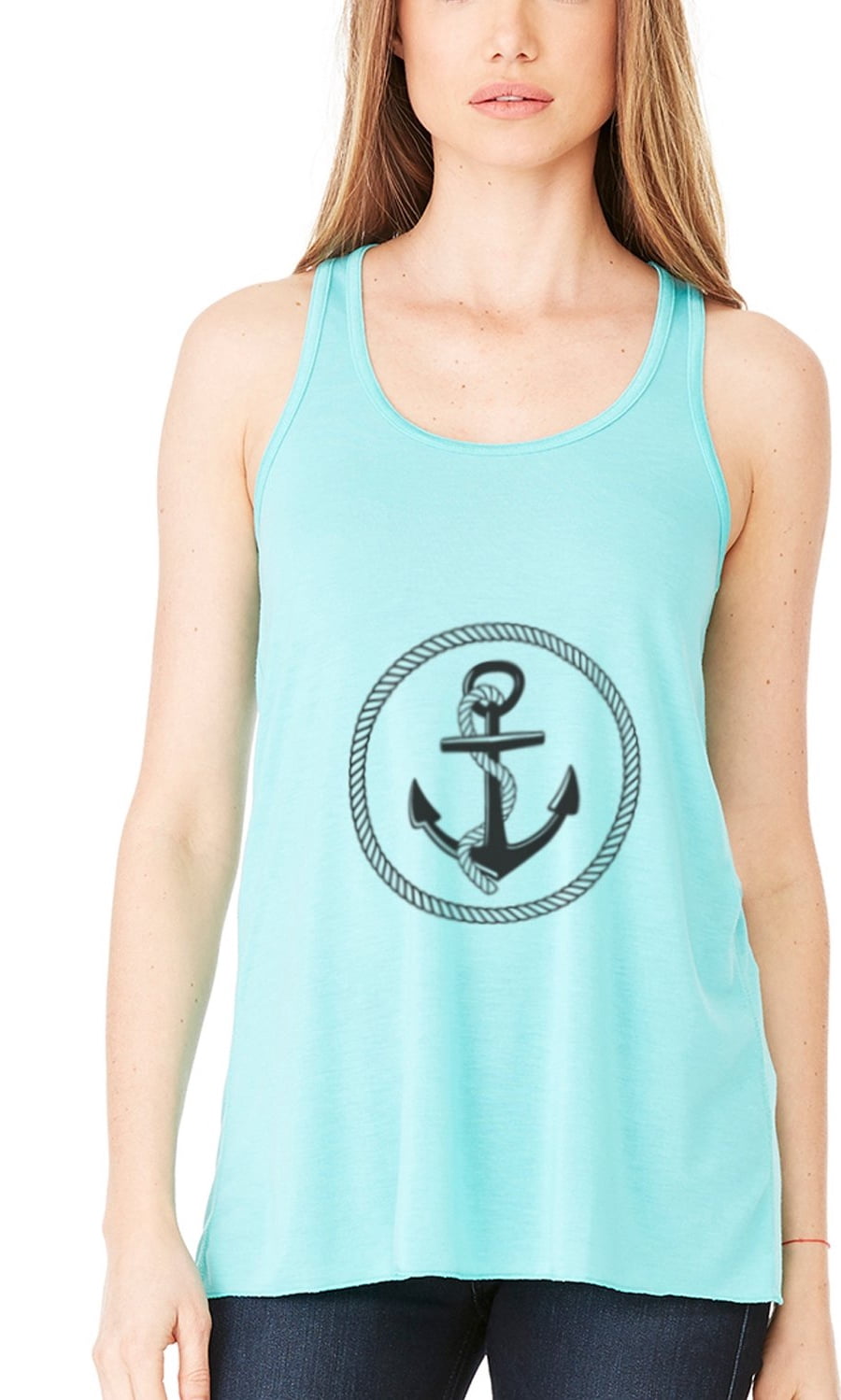 Women's Boat Anchor Printing Flowy Racerback Tank Top