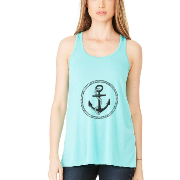 Women's Boat Anchor Printing Flowy Racerback Tank Top